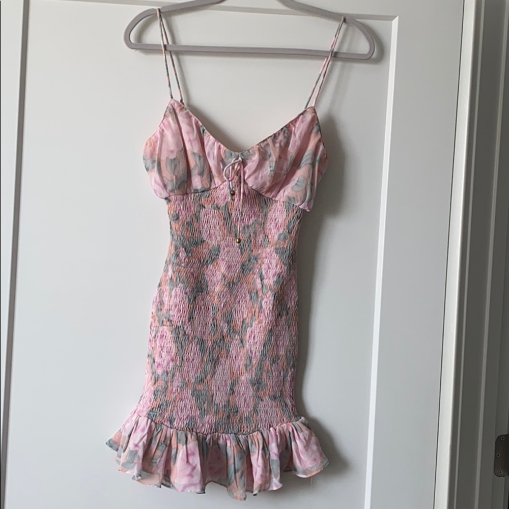BRAND NEW Pink/Floral Scrunched Mini Dress